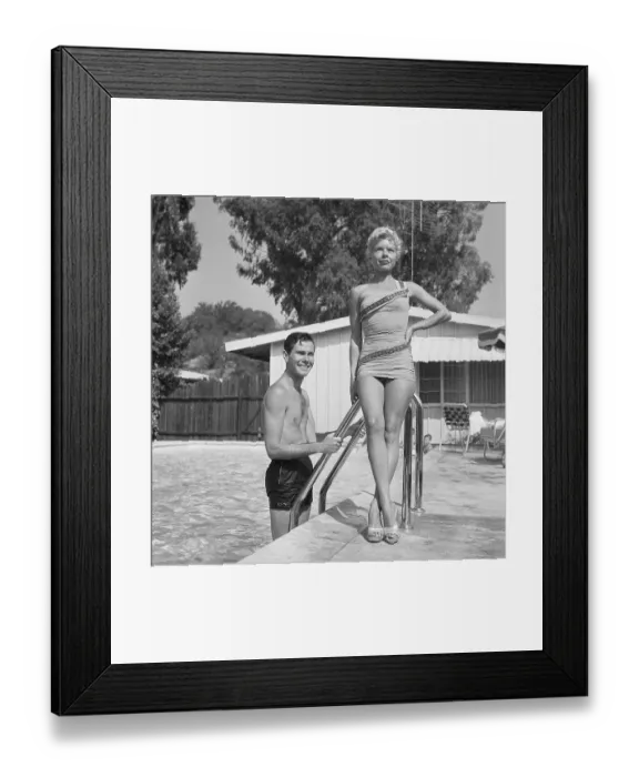 Framed Print : July 5, 1956, California, Johnny Carson, At home with wife () Framed Print : July 5, 1956, California, Johnny Carson, At home with wife ()
