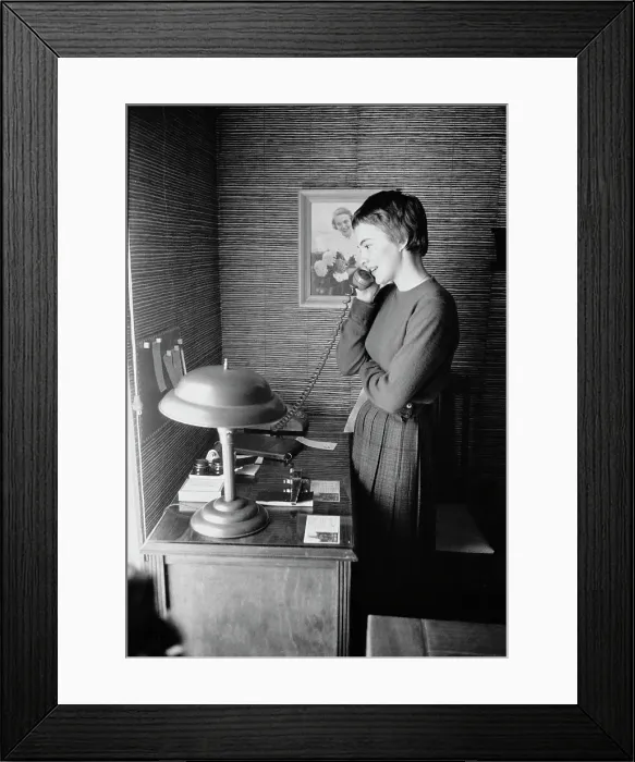Framed Print : Jean Seberg On The Telephone Framed Print : Jean Seberg On The Telephone