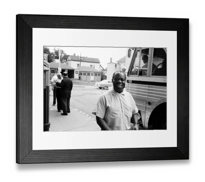 Framed Print : Louis Armstrong Arrives At A Church Service Framed Print : Louis Armstrong Arrives At A Church Service