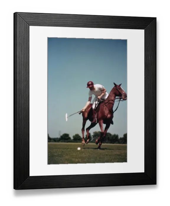 Framed Print : PONY CLUB. UNIONVILLE, PA - CIRCA 1958: A rider swings his polo mallet Framed Print : PONY CLUB. UNIONVILLE, PA - CIRCA 1958: A rider swings his polo mallet