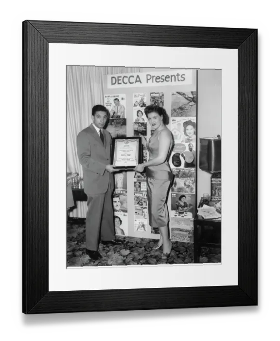 Framed Print : Patsy Cline Decca Records Award Framed Print : Patsy Cline Decca Records Award