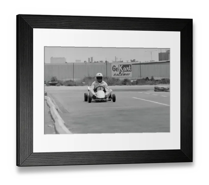 Framed Print : Paul Newman, Go Kart Raceway, Azusa, California