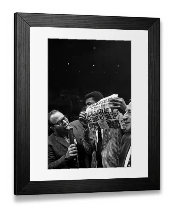 Framed Print : LAS VEGAS, NV - JULY 22: Heavyweight contender Cassius Clay (later known as Muhammad Ali) attempts to get to the ring to taunt Sonny Liston who has just defeated former champion Floyd Patterson to retain his heavyweight crown) on July 22 Framed Print : LAS VEGAS, NV - JULY 22: Heavyweight contender Cassius Clay (later known as Muhammad Ali) attempts to get to the ring to taunt Sonny Liston who has just defeated former champion Floyd Patterson to retain his heavyweight crown) on July 22