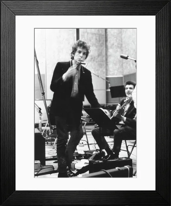 Framed Print : Bob Dylan & Mike Bloomfield Recording Highway 61 Revisited
