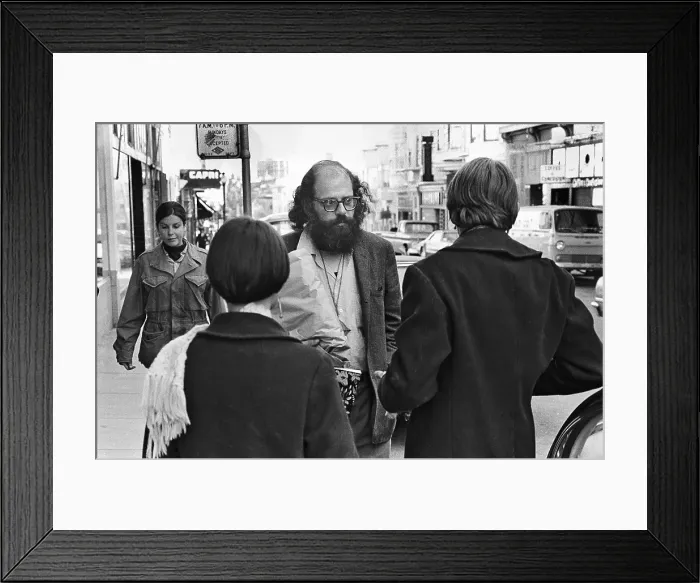 Framed Print : Allen Ginsberg Talks with Hippies Framed Print : Allen Ginsberg Talks with Hippies