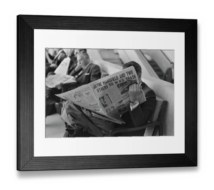 Framed Print : Headline About Jayne Mansfield's Death