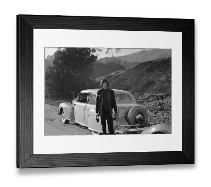 Framed Print : Neil Young And His Classic Car Framed Print : Neil Young And His Classic Car