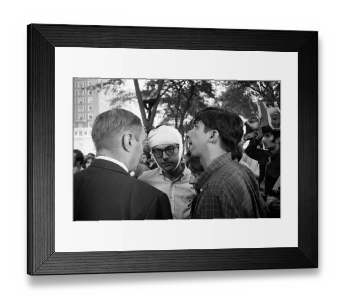 Framed Print : Tom Hayden & An Unfortunate Protestor At The DNC Framed Print : Tom Hayden & An Unfortunate Protestor At The DNC
