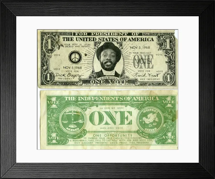 Framed Print : Dick Gregory Presidential Campaign Dollar Bill Framed Print : Dick Gregory Presidential Campaign Dollar Bill
