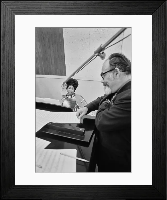 Framed Print : Recording of Aretha Franklin's Album This Girl's in Love with You At Atlantic Studios