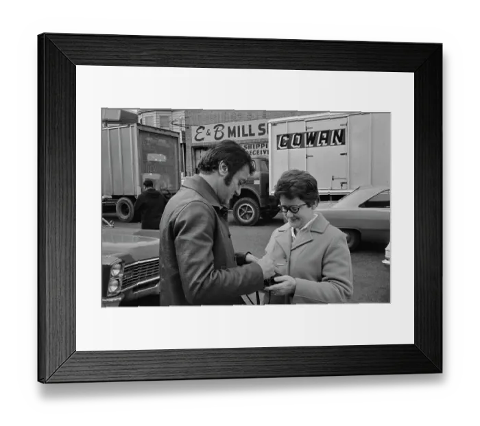 Framed Print : Tony Curtis Visits The Tom James Company Factory, Perth Amboy, New Jersey Framed Print : Tony Curtis Visits The Tom James Company Factory, Perth Amboy, New Jersey