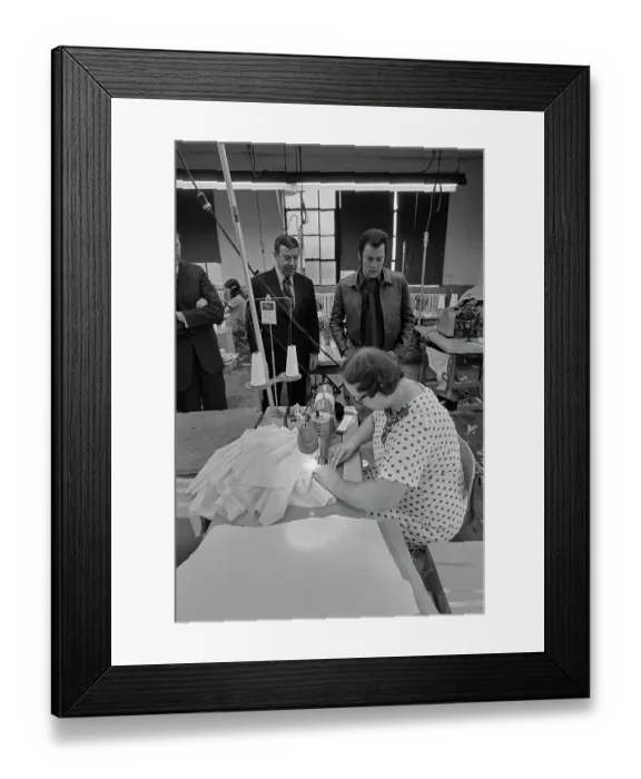Framed Print : Tony Curtis Visits The Tom James Company Factory, Perth Amboy, New Jersey Framed Print : Tony Curtis Visits The Tom James Company Factory, Perth Amboy, New Jersey