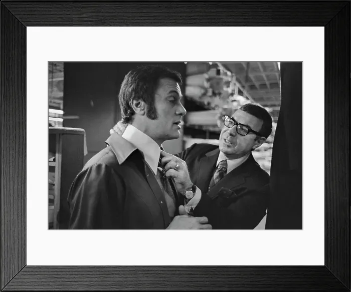 Framed Print : Tony Curtis Visits The Tom James Company Factory, Perth Amboy, New Jersey Framed Print : Tony Curtis Visits The Tom James Company Factory, Perth Amboy, New Jersey