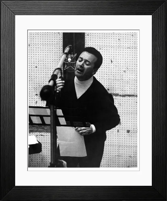 Framed Print : Vic Damone Recording in the Studio
