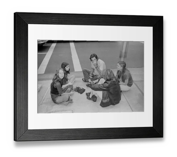 Framed Print : Manson Family Members outside Court Framed Print : Manson Family Members outside Court