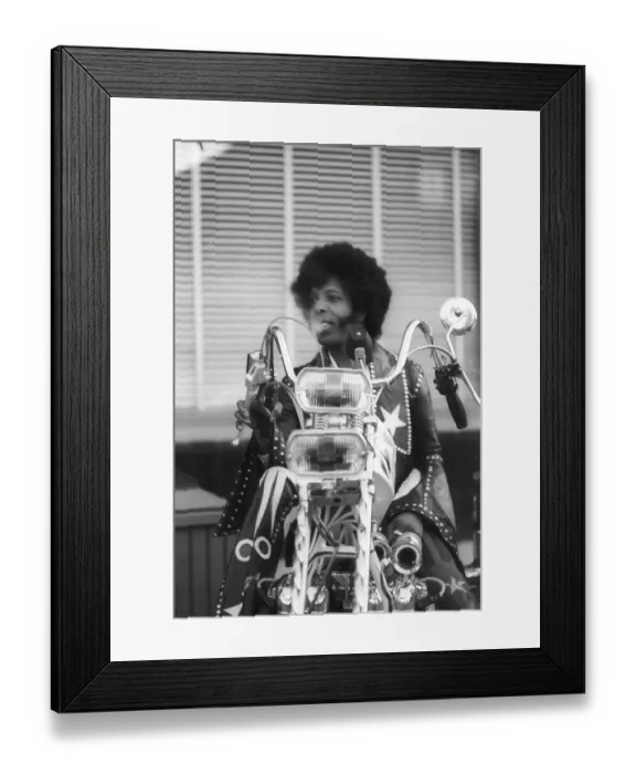 Framed Print : Sly Stone On His Motorcycle Framed Print : Sly Stone On His Motorcycle