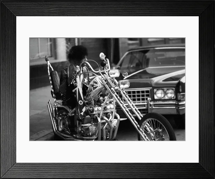 Framed Print : Sly Stone On A Motorcycle Framed Print : Sly Stone On A Motorcycle