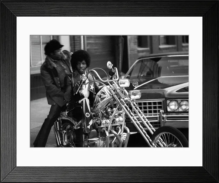 Framed Print : Sly Stone and Bubba Banks On A Motorcylce Framed Print : Sly Stone and Bubba Banks On A Motorcylce