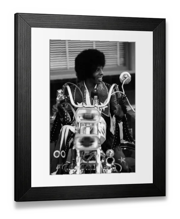 Framed Print : Sly Stone On A Motorcycle