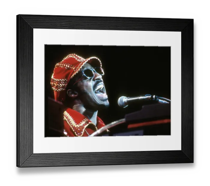 Framed Print : Stevie Wonder Performing in Red Hat