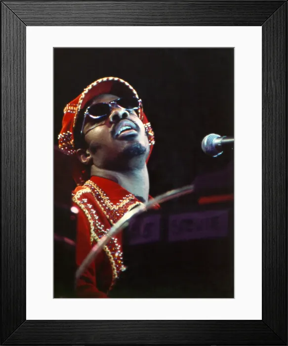 Framed Print : Stevie Wonder Performing in Red Hat Framed Print : Stevie Wonder Performing in Red Hat