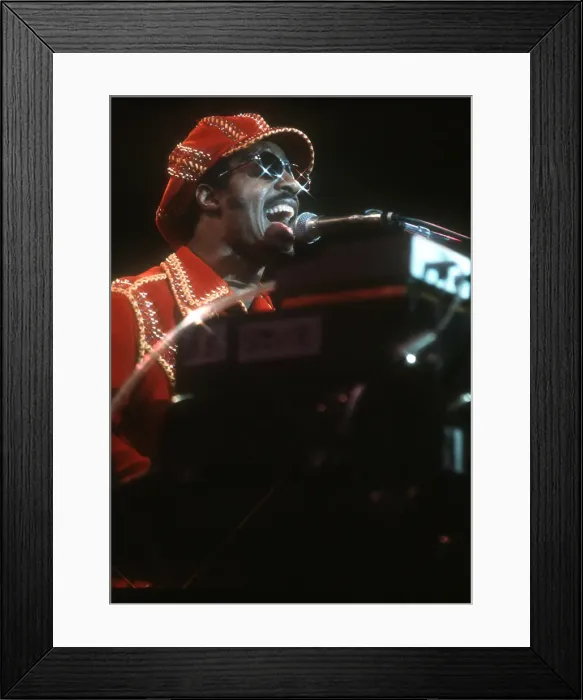 Framed Print : Stevie Wonder Performing in Red Hat Framed Print : Stevie Wonder Performing in Red Hat