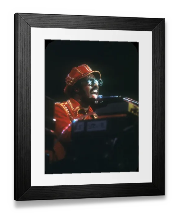 Framed Print : Stevie Wonder Performing in Red Hat Framed Print : Stevie Wonder Performing in Red Hat