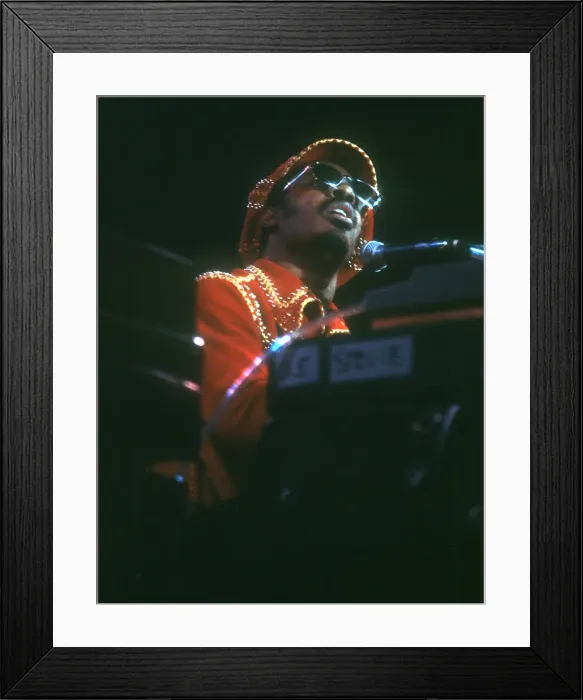 Framed Print : Stevie Wonder Performing in Red Hat Framed Print : Stevie Wonder Performing in Red Hat