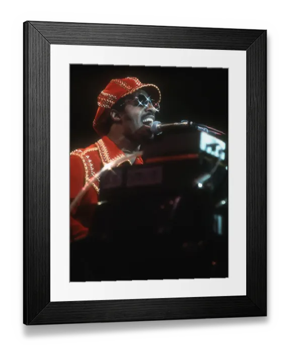 Framed Print : Stevie Wonder Performing in Red Hat Framed Print : Stevie Wonder Performing in Red Hat
