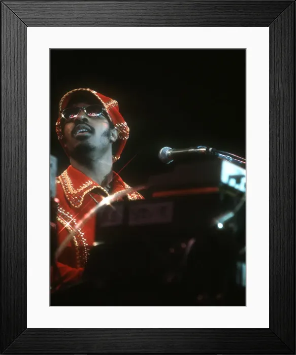 Framed Print : Stevie Wonder Performing in Red Hat