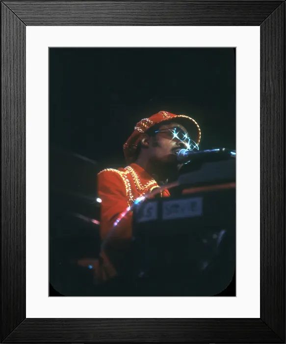 Framed Print : Stevie Wonder Performing in Red Hat