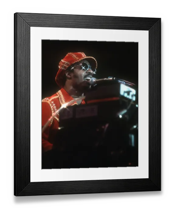 Framed Print : Stevie Wonder Performing in Red Hat Framed Print : Stevie Wonder Performing in Red Hat