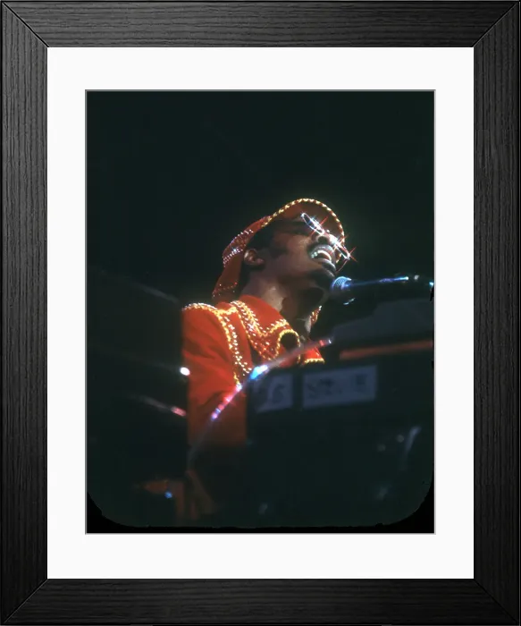 Framed Print : Stevie Wonder Performing in Red Hat Framed Print : Stevie Wonder Performing in Red Hat