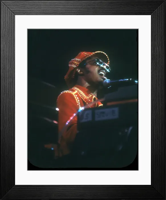 Framed Print : Stevie Wonder Performing in Red Hat Framed Print : Stevie Wonder Performing in Red Hat