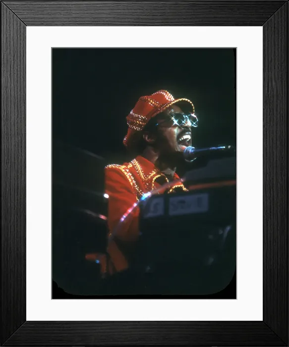 Framed Print : Stevie Wonder Performing in Red Hat Framed Print : Stevie Wonder Performing in Red Hat