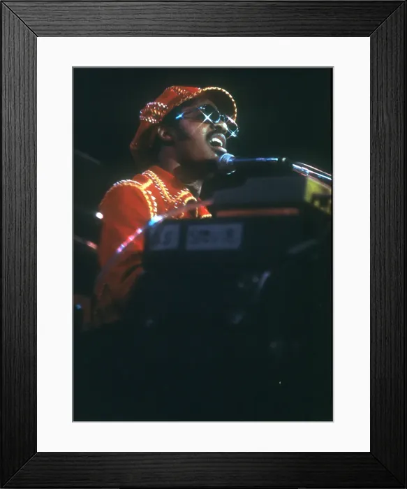 Framed Print : Stevie Wonder Performing in Red Hat Framed Print : Stevie Wonder Performing in Red Hat
