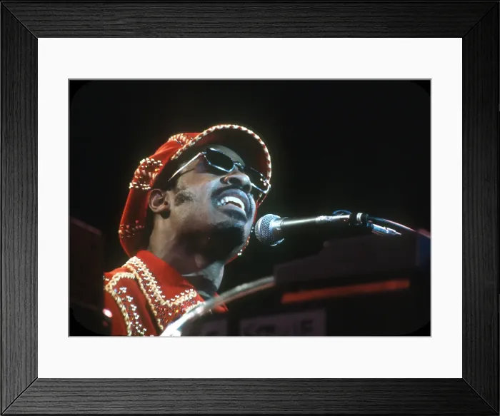 Framed Print : Stevie Wonder Performing in Red Hat