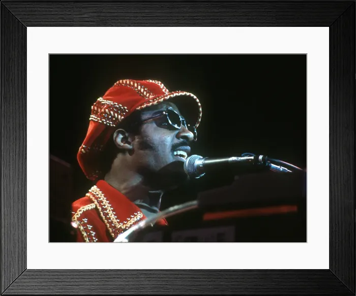 Framed Print : Stevie Wonder Performing in Red Hat Framed Print : Stevie Wonder Performing in Red Hat