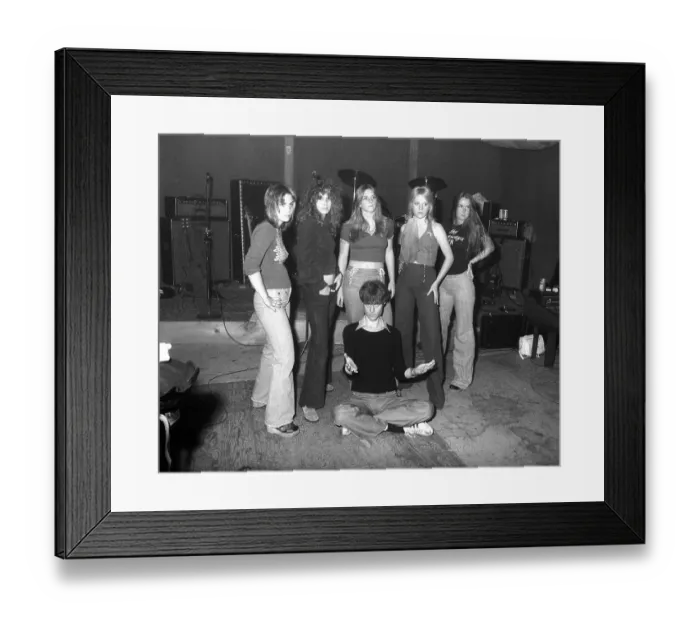 Framed Print : Rock band The Runaways with their producer Kim Fowley Framed Print : Rock band The Runaways with their producer Kim Fowley