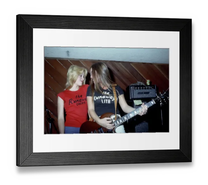 Framed Print : Singer Cherie Currie and guitarist Lita Ford of the rock band The Runaways Framed Print : Singer Cherie Currie and guitarist Lita Ford of the rock band The Runaways