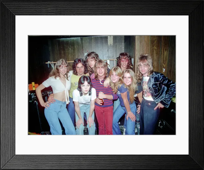 Framed Print : Rock band The Runaways with Rick Derringer and Rodney Bingenheimer