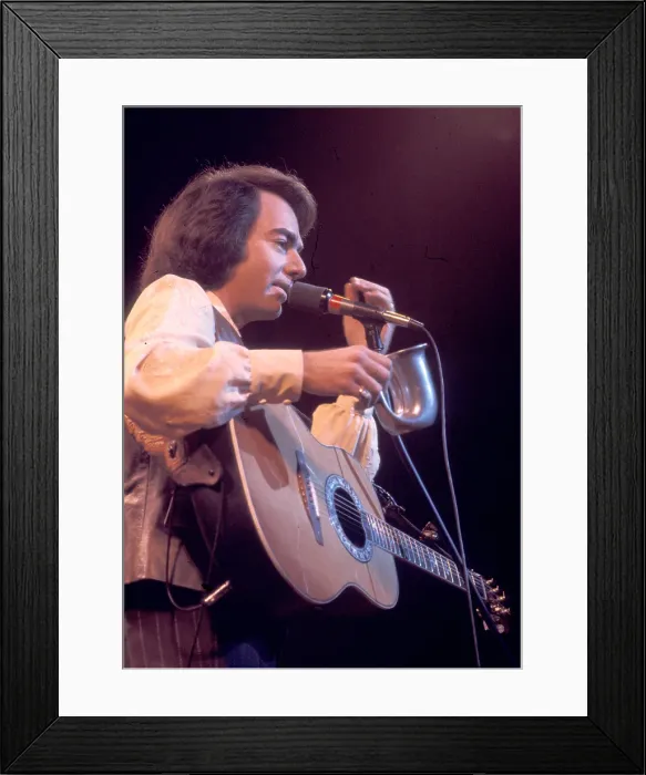 Framed Print : Neil Diamond Playing Acoustic