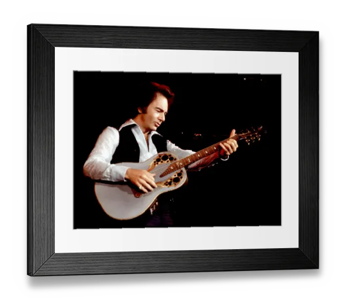 Framed Print : Neil Diamond Playing Acoustic