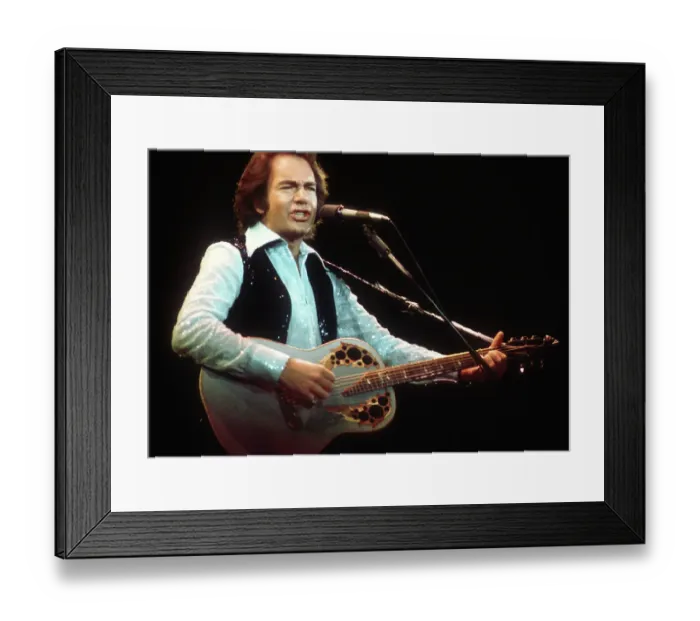 Framed Print : Neil Diamond Playing Acoustic