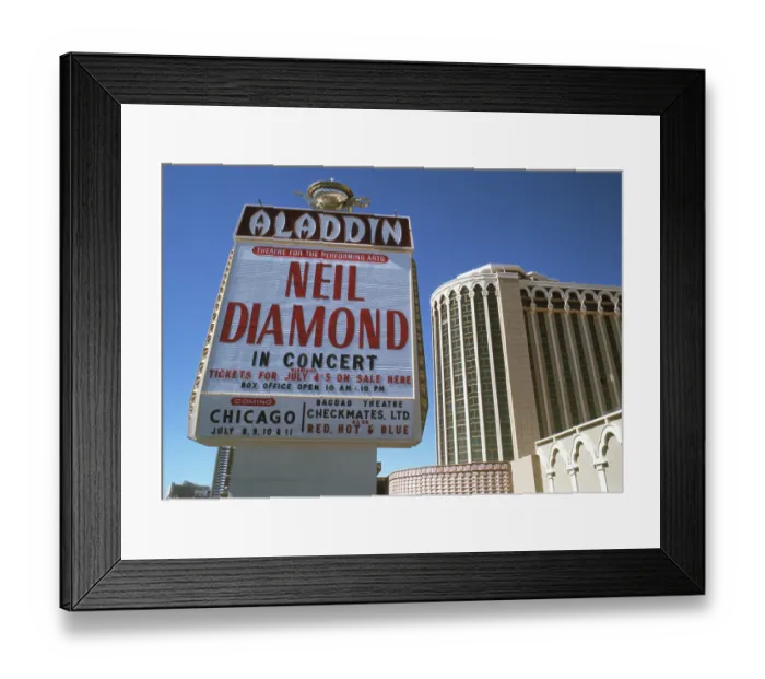 Framed Print : Marquee Advertising Neil Diamond Playing At The Aladdin Framed Print : Marquee Advertising Neil Diamond Playing At The Aladdin