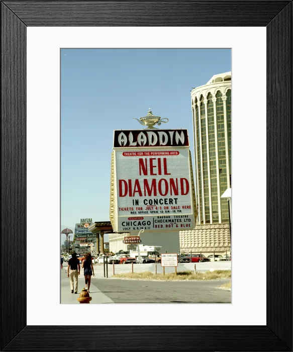Framed Print : Marquee Advertising Neil Diamond Playing At The Aladdin Framed Print : Marquee Advertising Neil Diamond Playing At The Aladdin