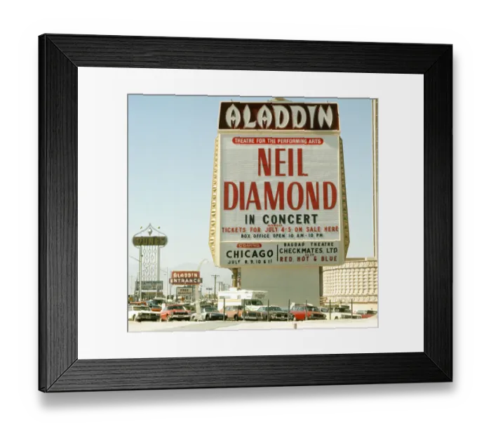 Framed Print : Marquee Advertising Neil Diamond Playing At The Aladdin