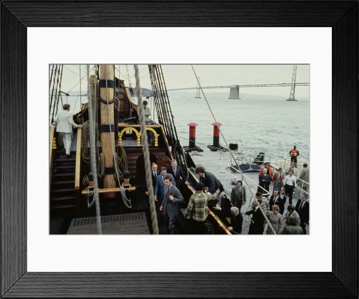 Framed Print : Prince Charles Visits The Golden Hind Framed Print : Prince Charles Visits The Golden Hind