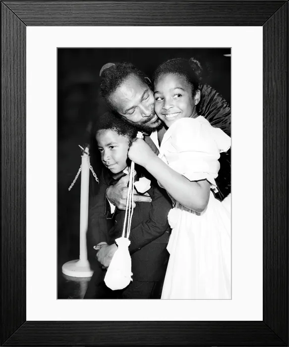 Framed Print : Soul Singer Hugging His Children Framed Print : Soul Singer Hugging His Children