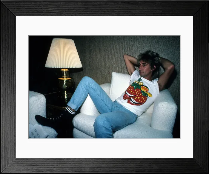 Framed Print : Pop Rocky. LOS ANGELES - DECEMBER 1983: Rock singer Rod Stewart poses for Framed Print : Pop Rocky. LOS ANGELES - DECEMBER 1983: Rock singer Rod Stewart poses for